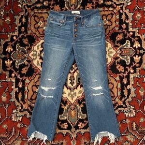 Madewell Blue Distressed Flare Jeans